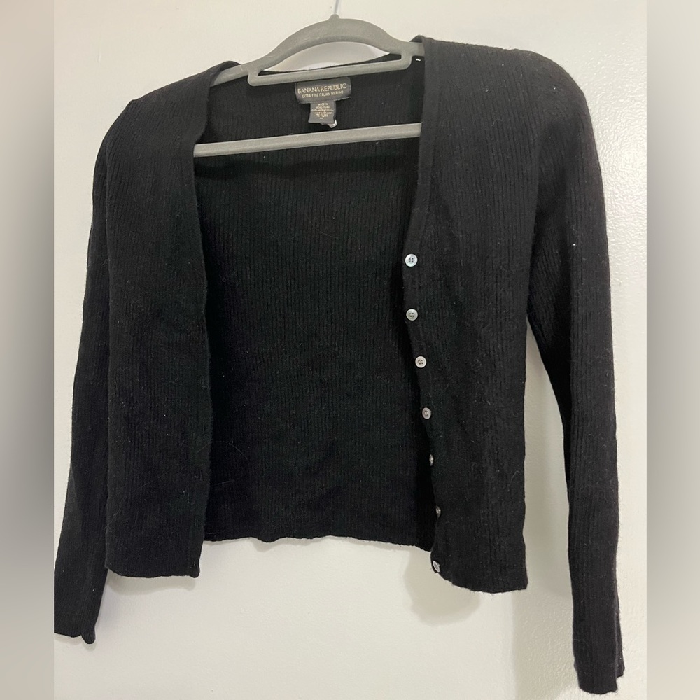 Banana Republic Merino Wool Black Sweater Cardigan